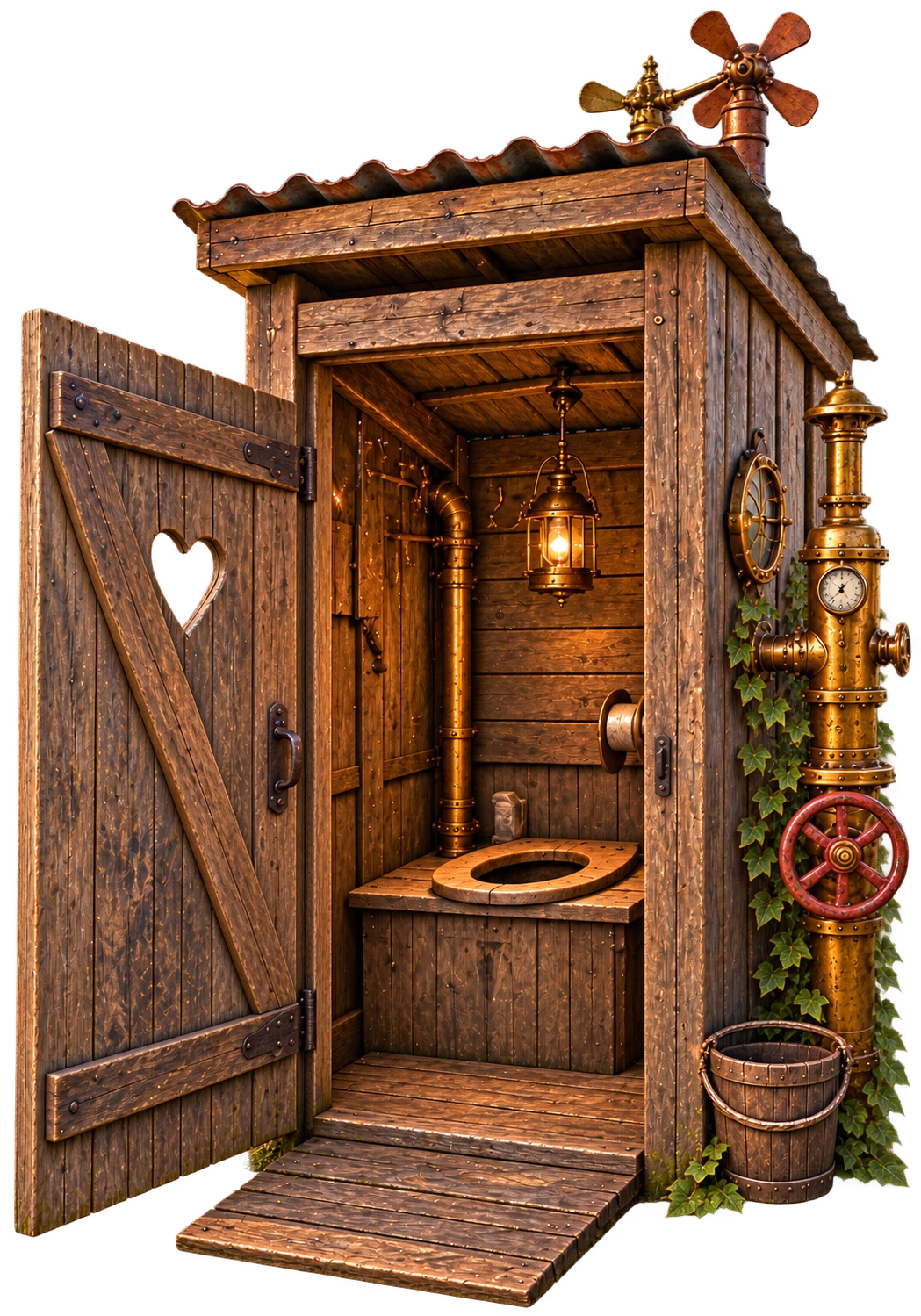 Offenes Steampunk-Plumpsklo