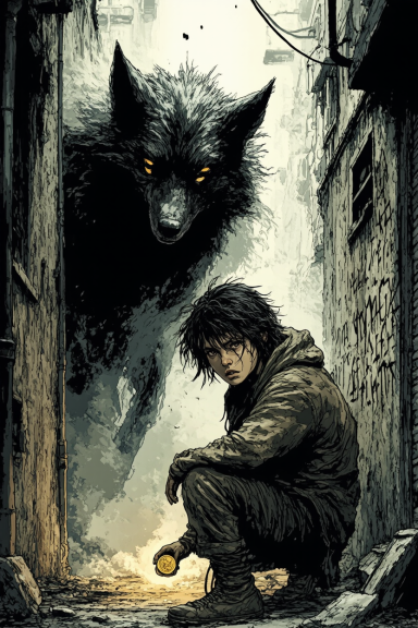 Ein Spiegelwolf lauert